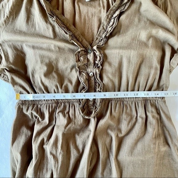 Denim & Supply Ralph Lauren Brown Cotton Dress with Ruffle and Tab Sleeves M - Picture 12 of 13